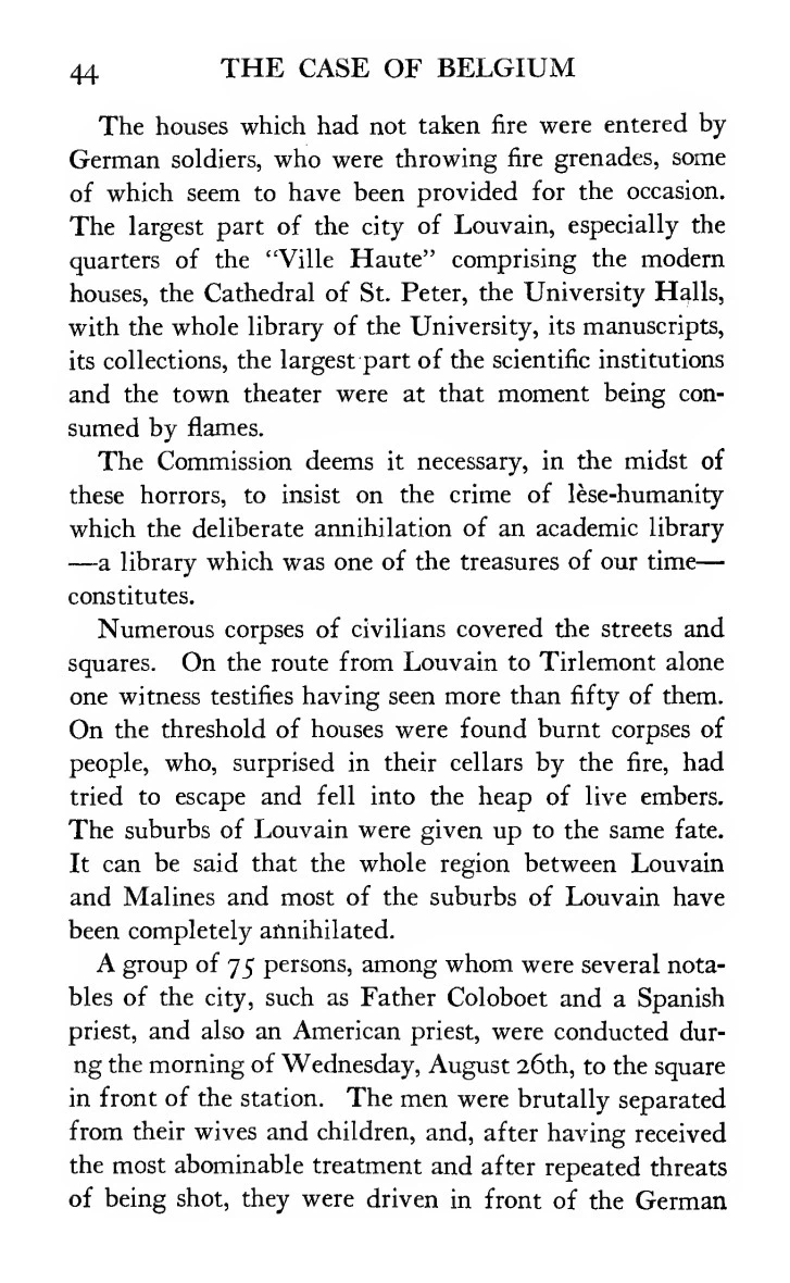 Belgian Commission, printed page 44 — the library in flames