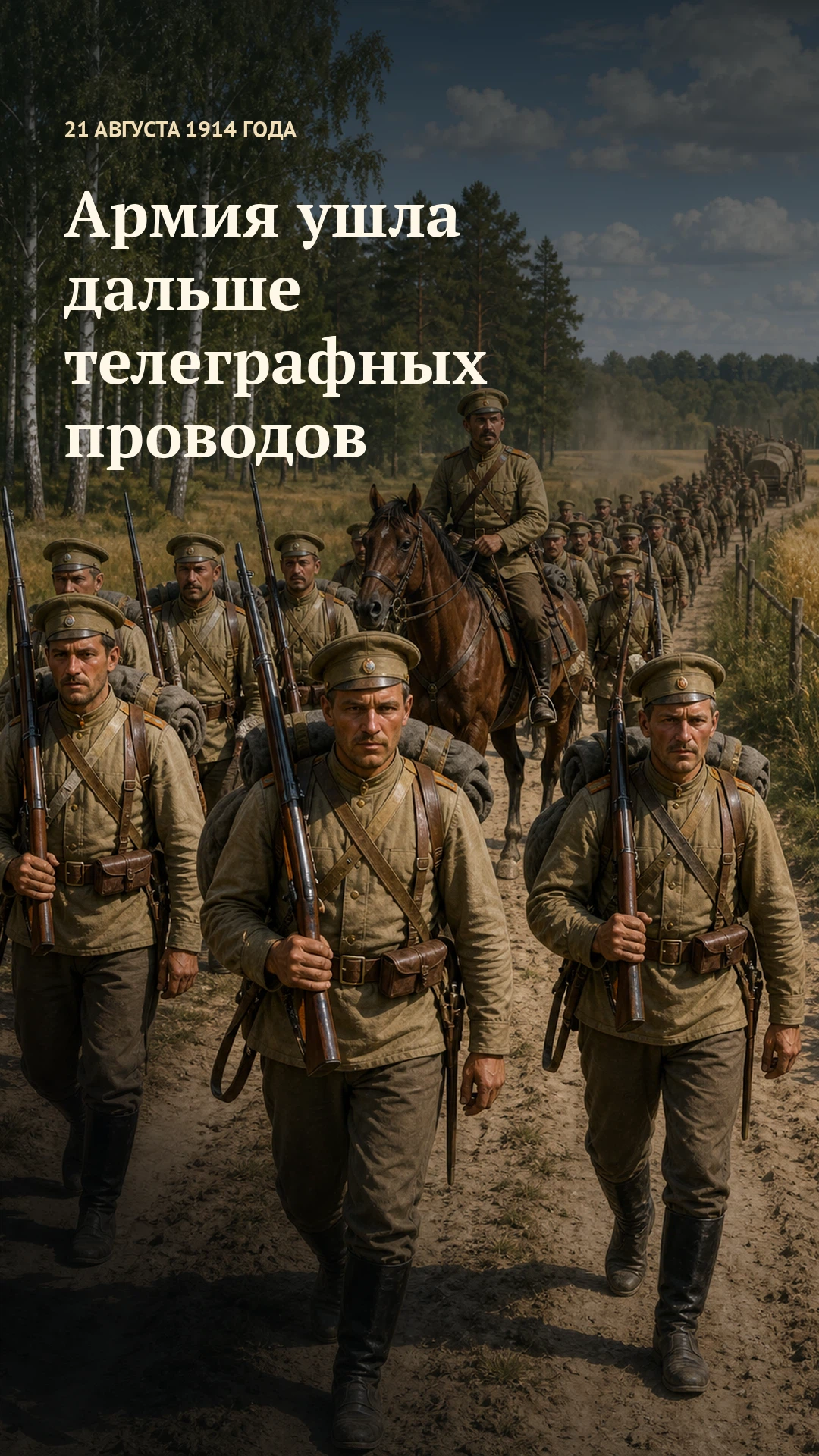 Вертикальная обложка видео «Армия ушла дальше телеграфных проводов», 21 августа 1914 года