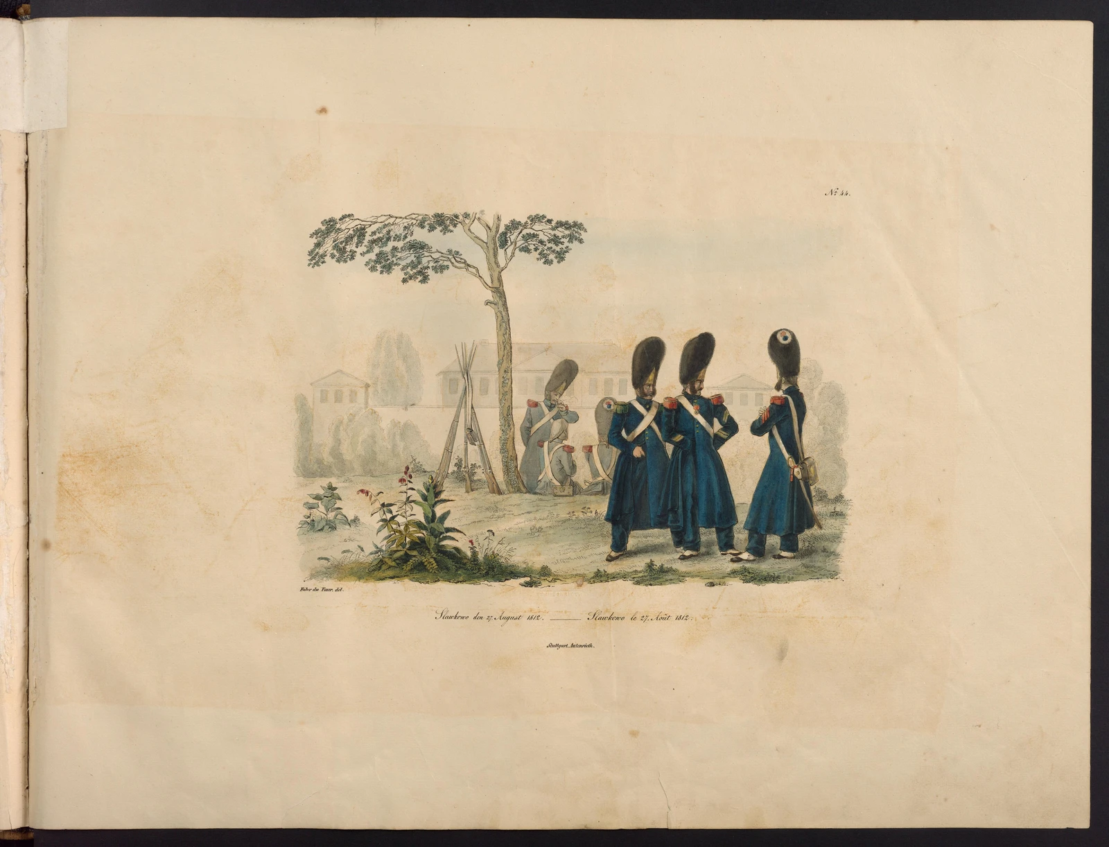 Военные у усадьбы в Славкове 27 августа 1812 года