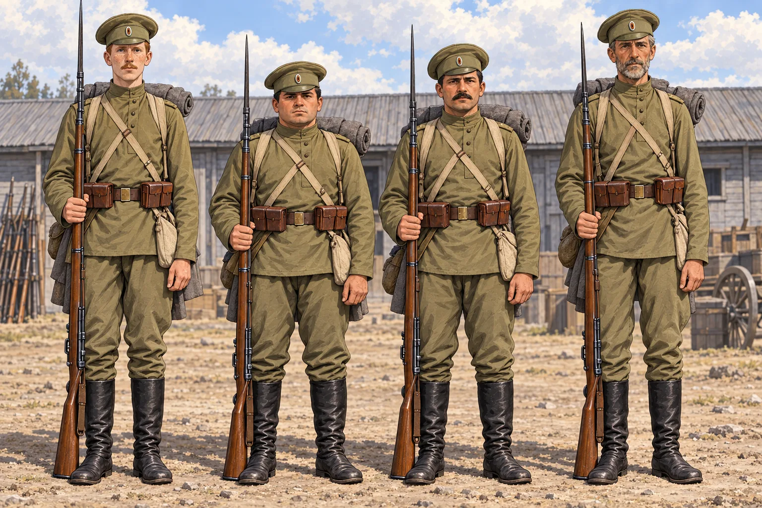 98-й пехотный Юрьевский полк · бойцы в полный рост · 1914 год
