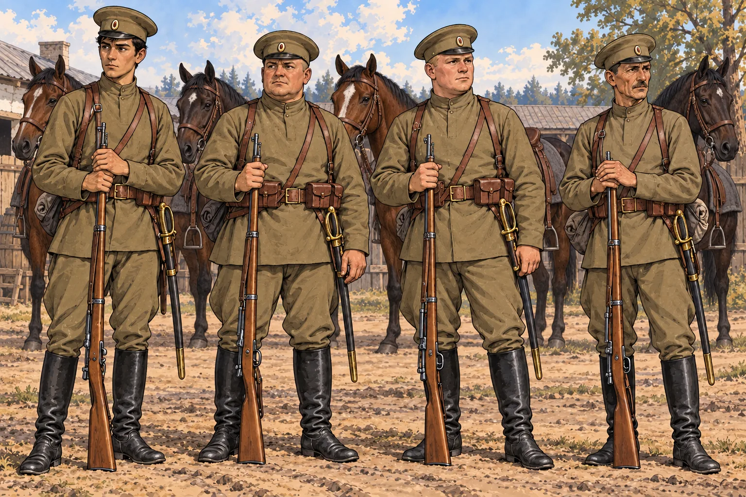 Лейб-гвардии Кирасирский Её Величества полк · бойцы в полный рост · 1914 год