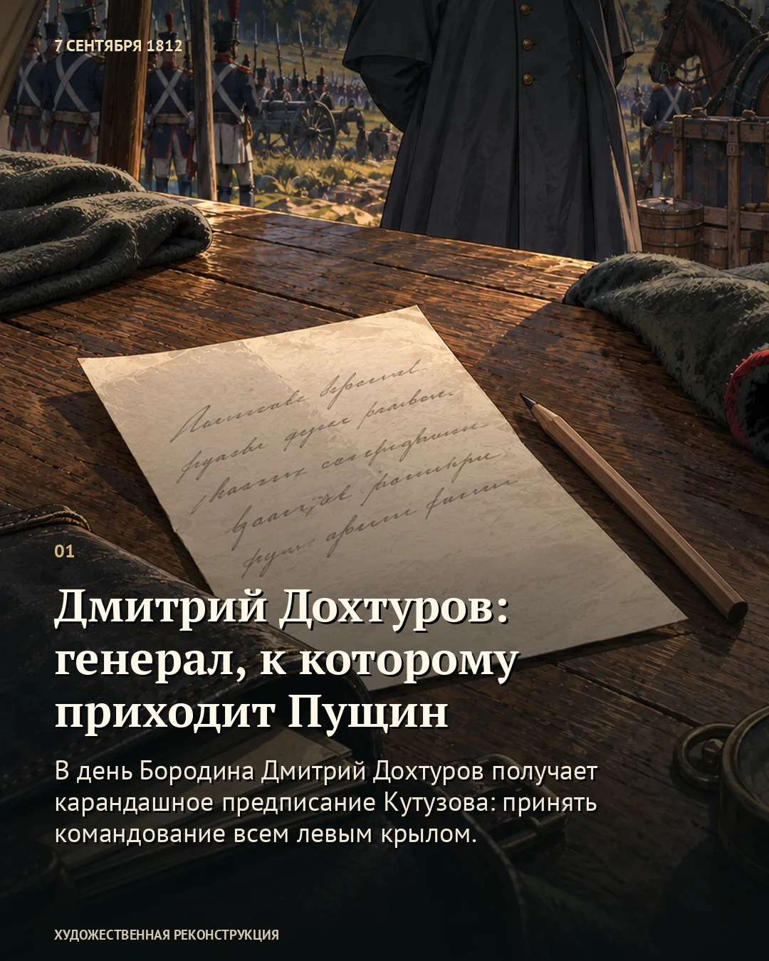 Записка на походном столе перед генералом