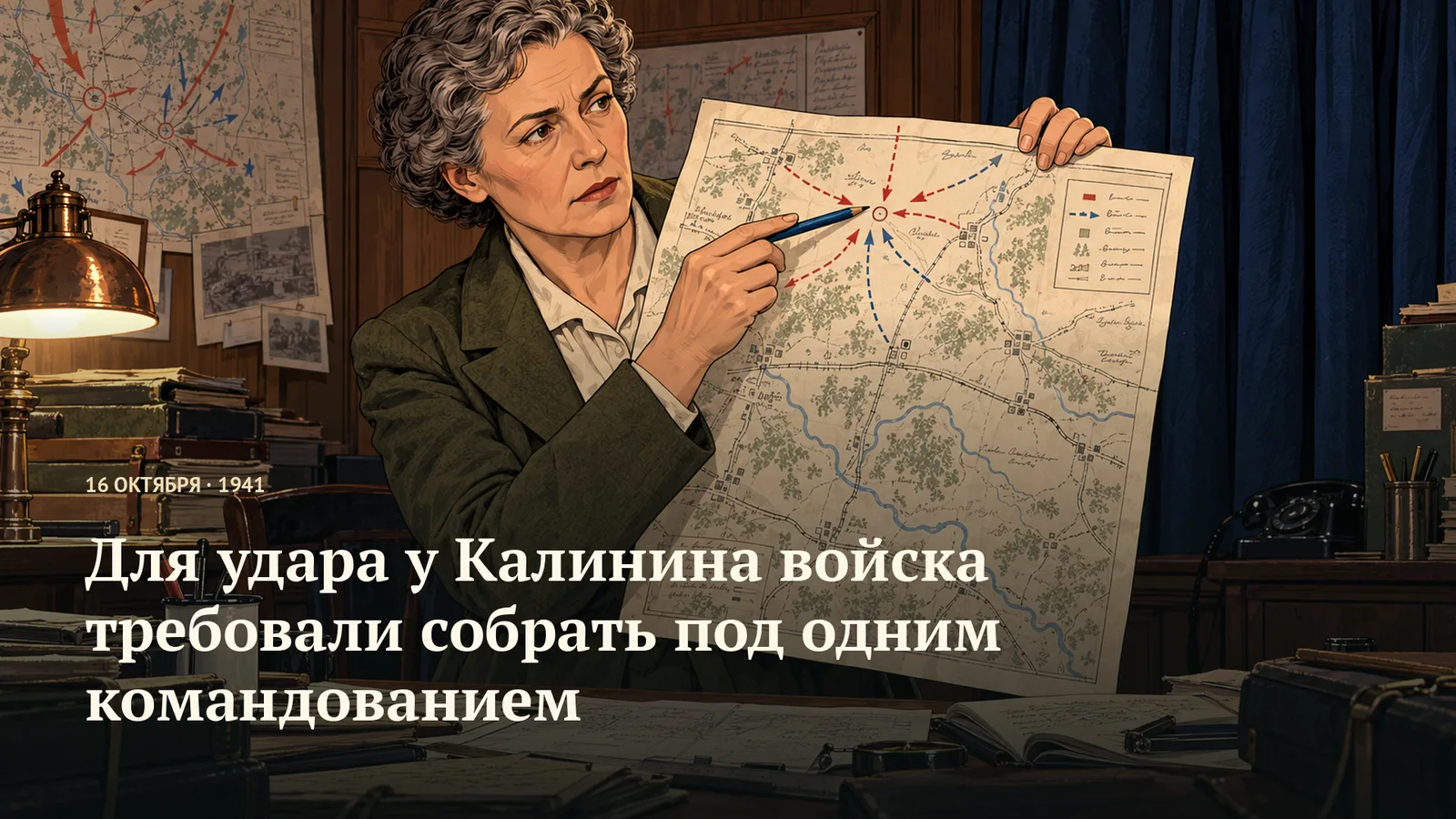 Женщина показывает отметки на большой карте