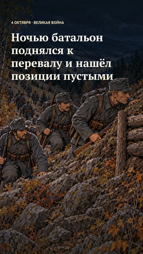 Ночью батальон поднялся к перевалу и нашёл позиции пустыми