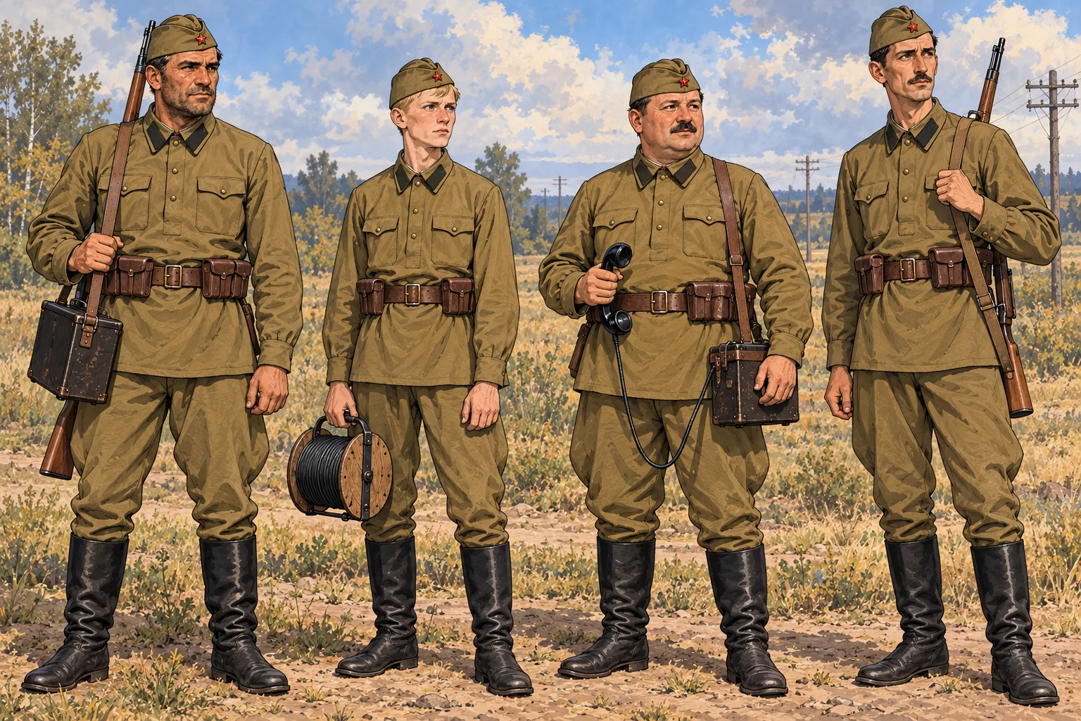 867-й отдельный батальон связи · бойцы в полный рост · 1941 год