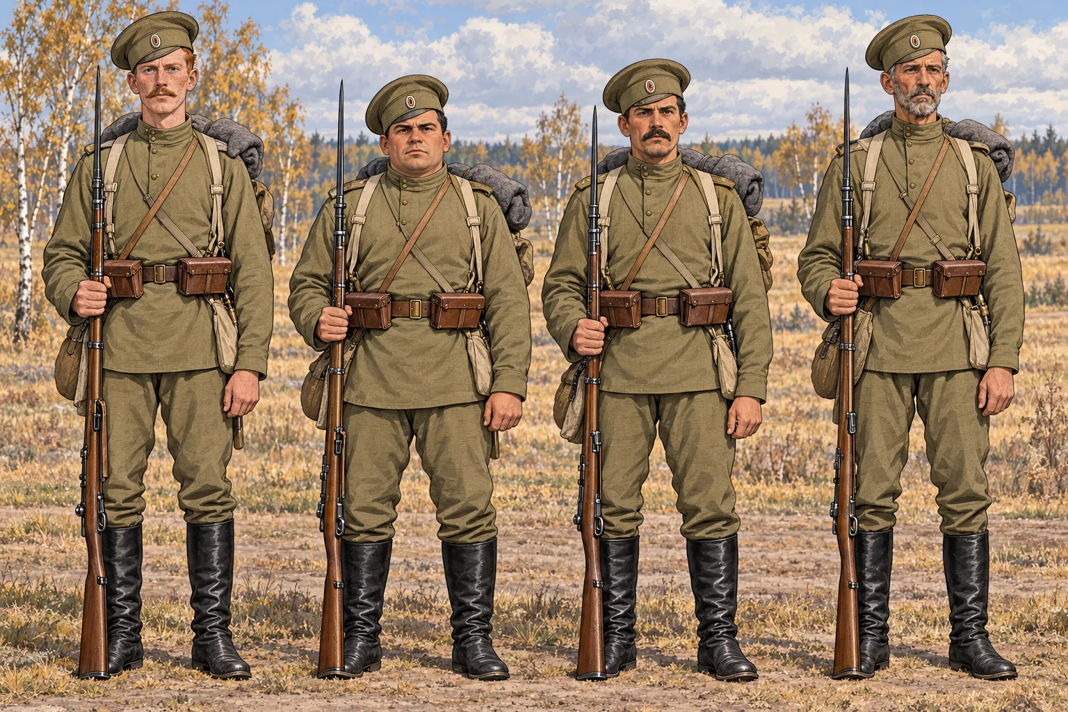 106-й Уфимский пехотный полк · бойцы в полный рост · 1914 год