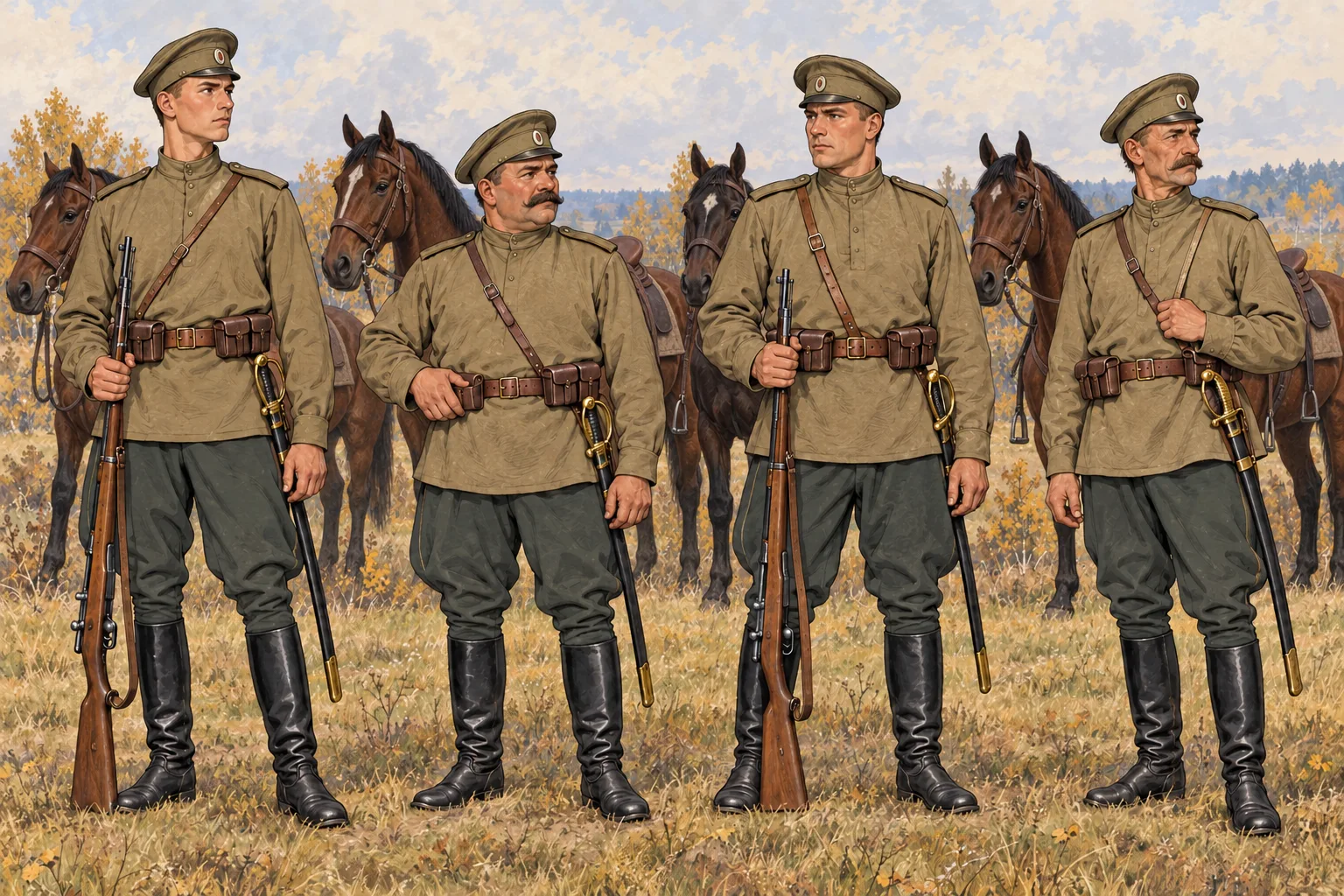 Лейб-гвардии Кирасирский Его Величества полк · бойцы в полный рост · 1914 год