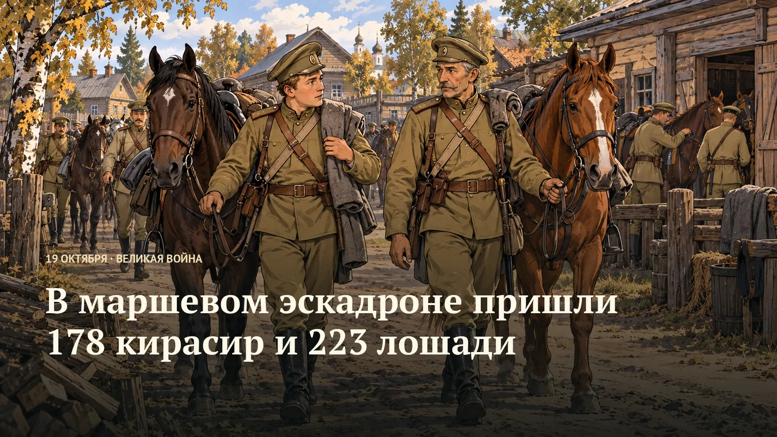 В маршевом эскадроне пришли 178 кирасир и 223 лошади