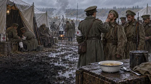 Иллюстрация к истории «Доктор попробовал щи. Солдаты просили хлеба».