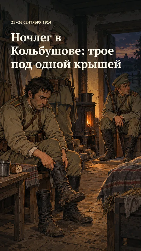 Вертикальная обложка с тремя военными у печи и названием выпуска