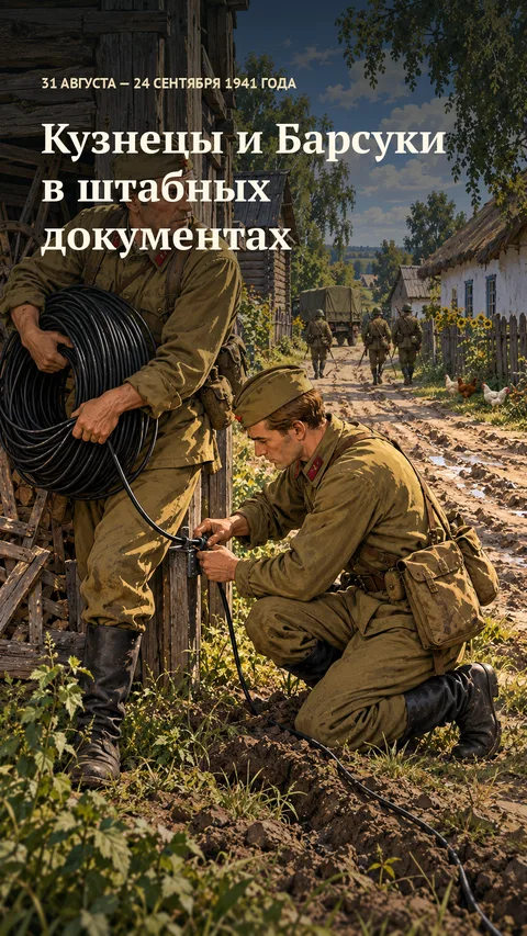 Вертикальная обложка: двое связистов с катушкой кабеля.