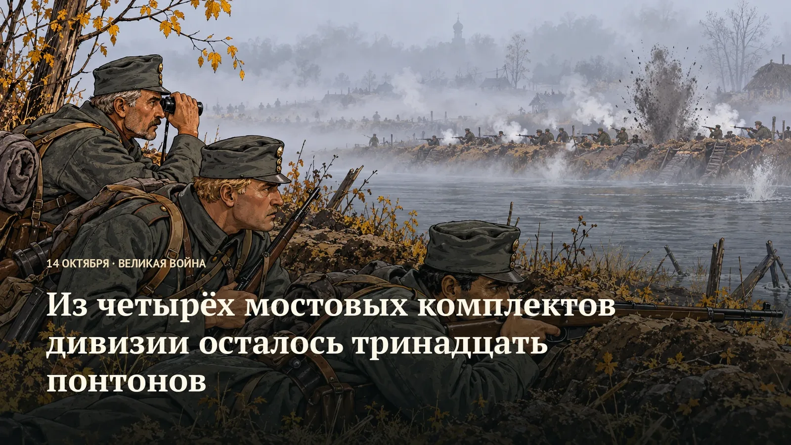 Из четырёх мостовых комплектов дивизии осталось тринадцать понтонов