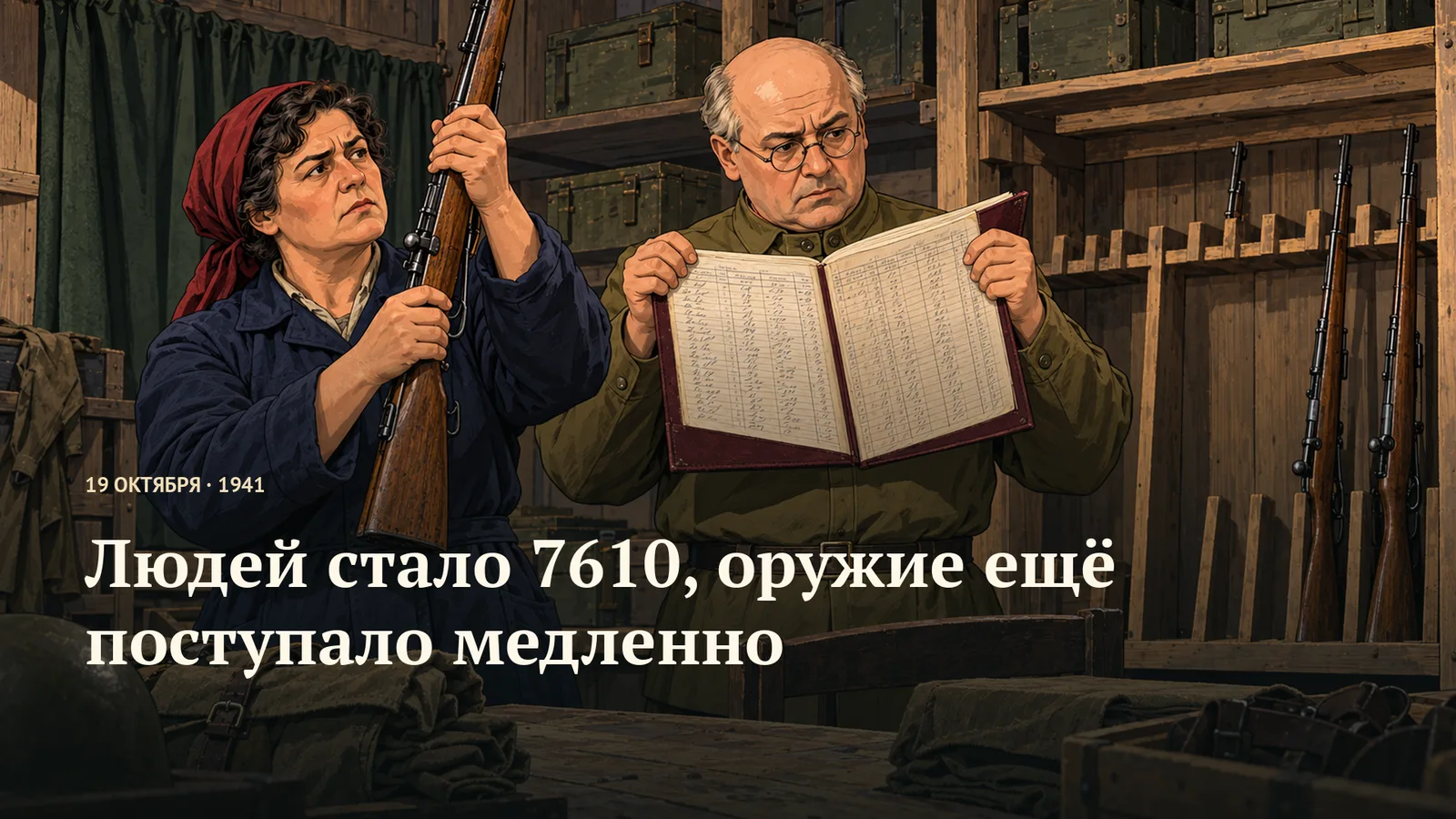 Осмотр винтовки и учёт оружия на складе