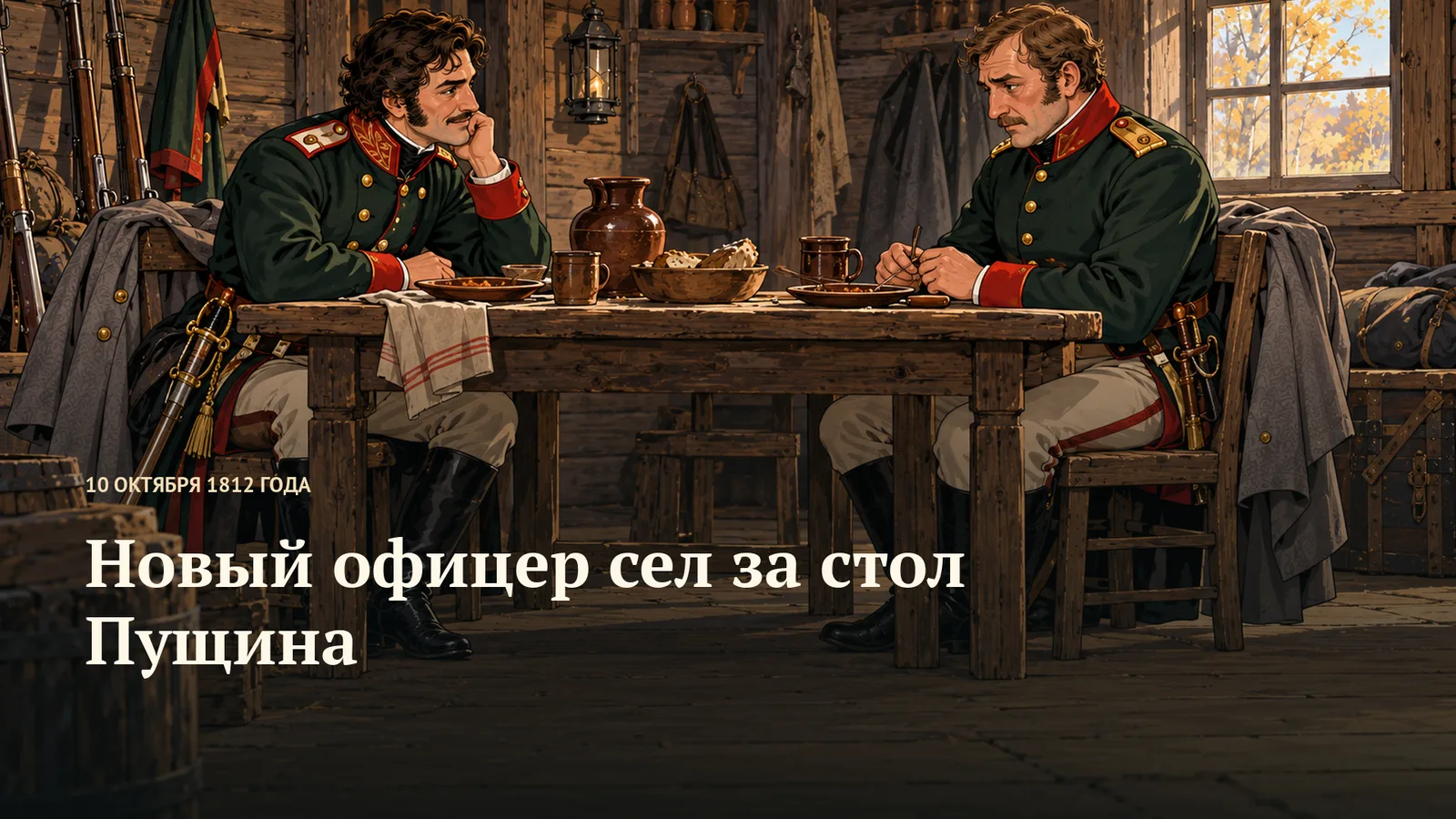 Новый офицер сел за стол Пущина