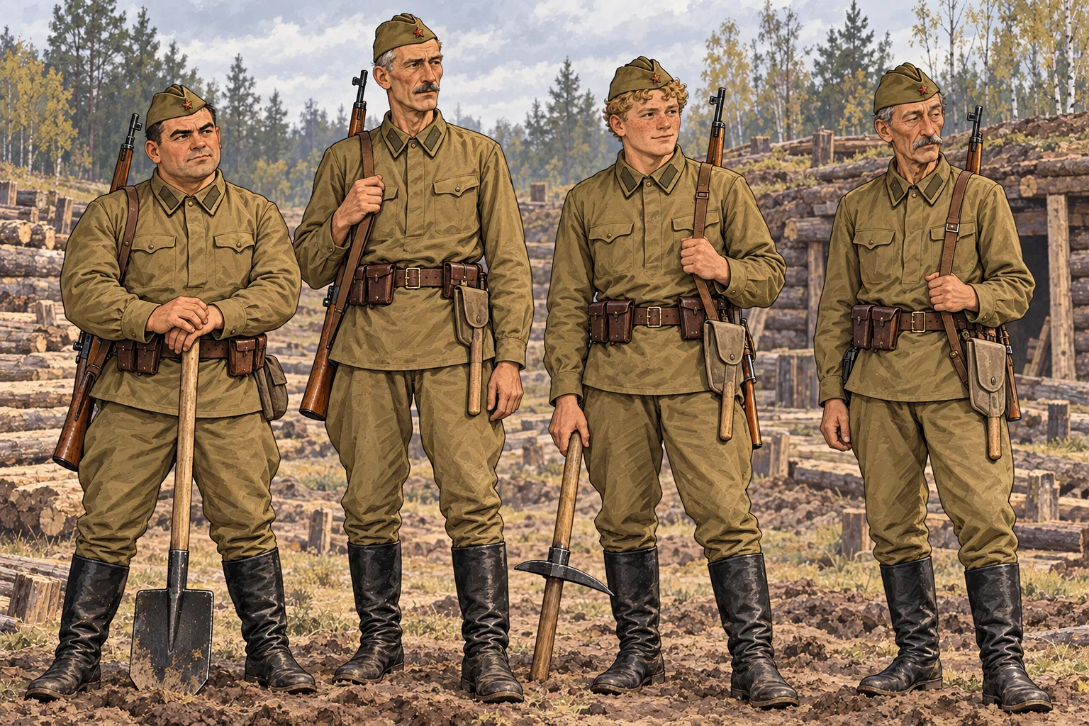 464-й отдельный сапёрный батальон · бойцы в полный рост · 1941 год