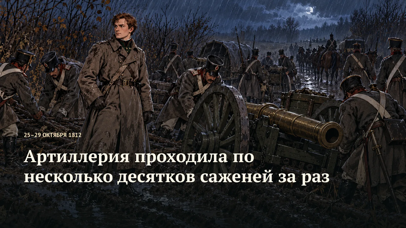 Артиллерия проходила по несколько десятков саженей за раз
